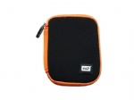 WD hard drive gift bag case pouch black neoprene orange zipper inner pocket